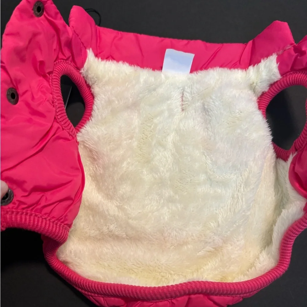 NWT Hot Pink JoyDaog 2 Layers Fleece Lined Warm Dog Jacket for PuppY, Size XS